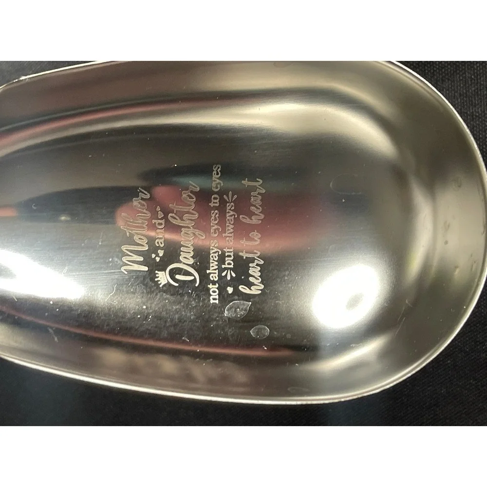 Mother Daughter Engraved Stainless Steel Utility Scoop Silver Heart to Heart 8in